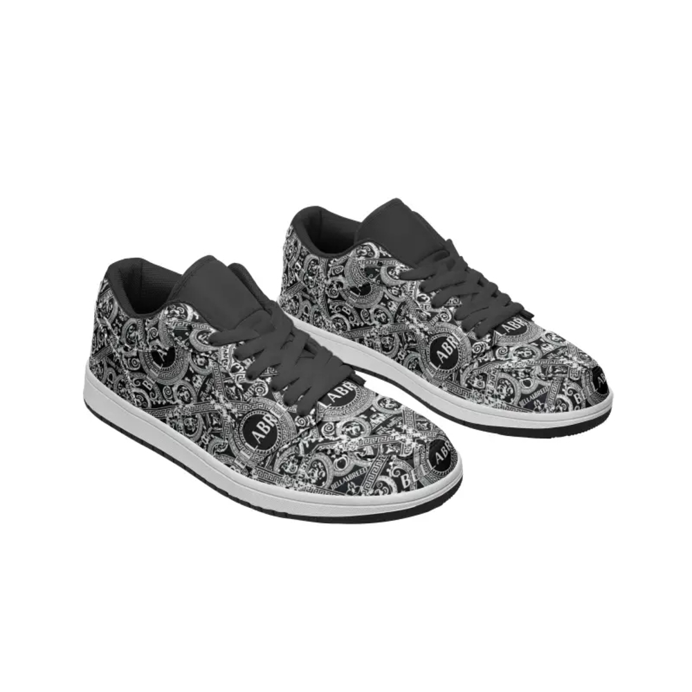 Men's Black and White Patterned Sneakers